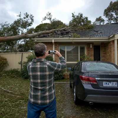 Photographing storm damage for an insurance claim in Geelong